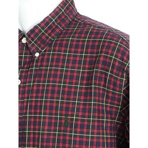 Ralph Lauren Men Shirt Oxford Button‎ Red Blue Yellow Windowpane Holiday XL